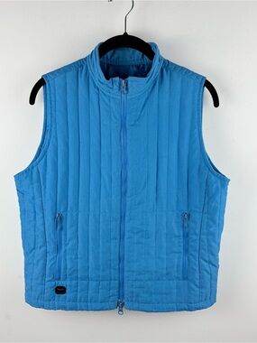 Ralph Lauren Quilted Full Zip Vest Womens Medium Blue Lightweight Y2K Vintage